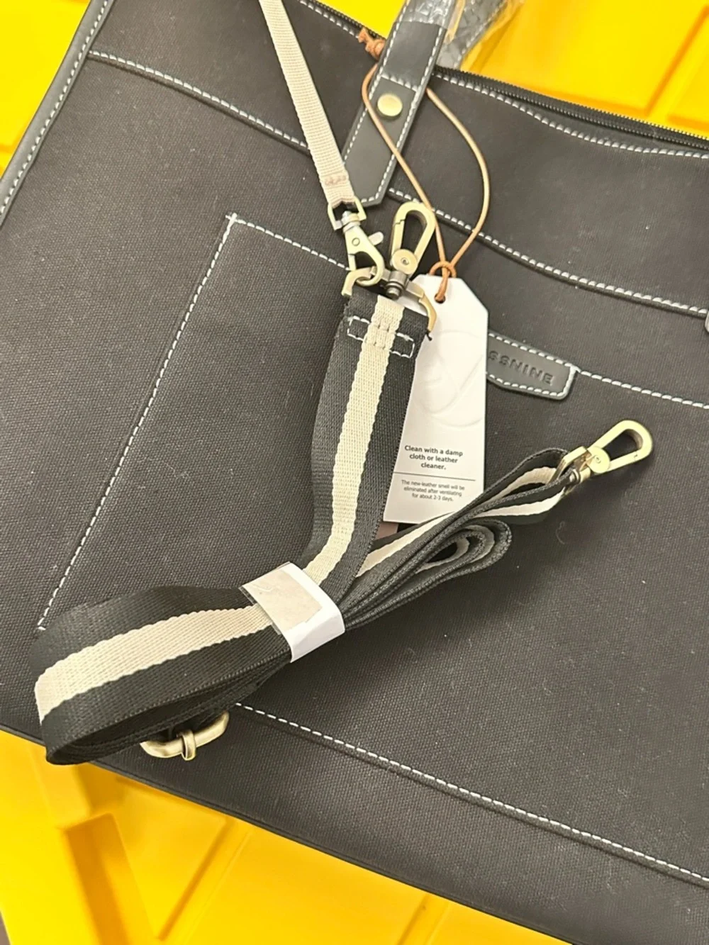 Missnine Black Laptop Canvas Tote Bag with Shoulder Strap - NWT